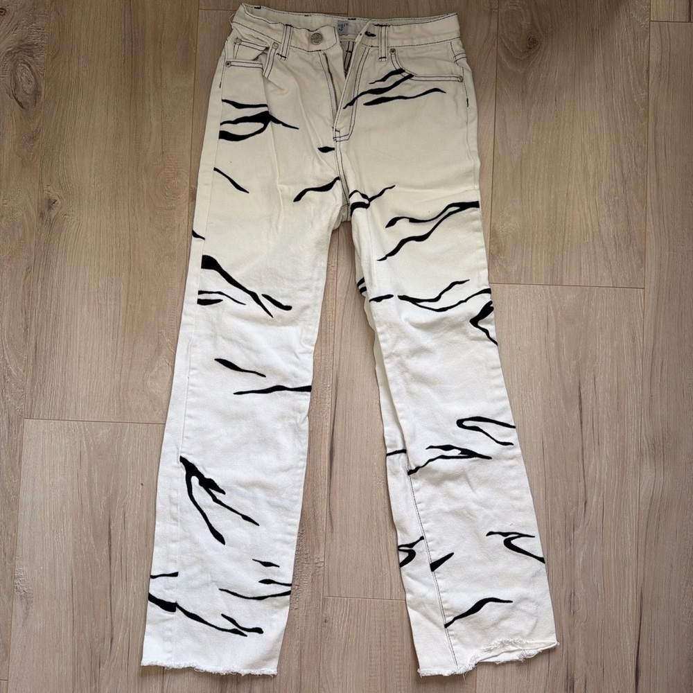White and Black Patterned Jeans